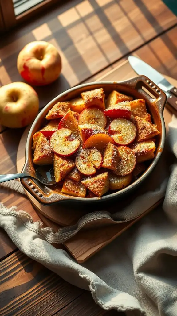 A delicious apple cinnamon french toast casserole filled with tender apples and hints of cinnamon.