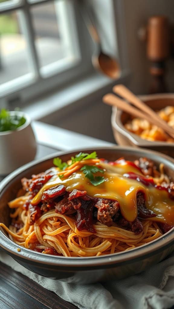 BBQ Pulled Pork Hashbrown Casserole with layers of pulled pork and cheese