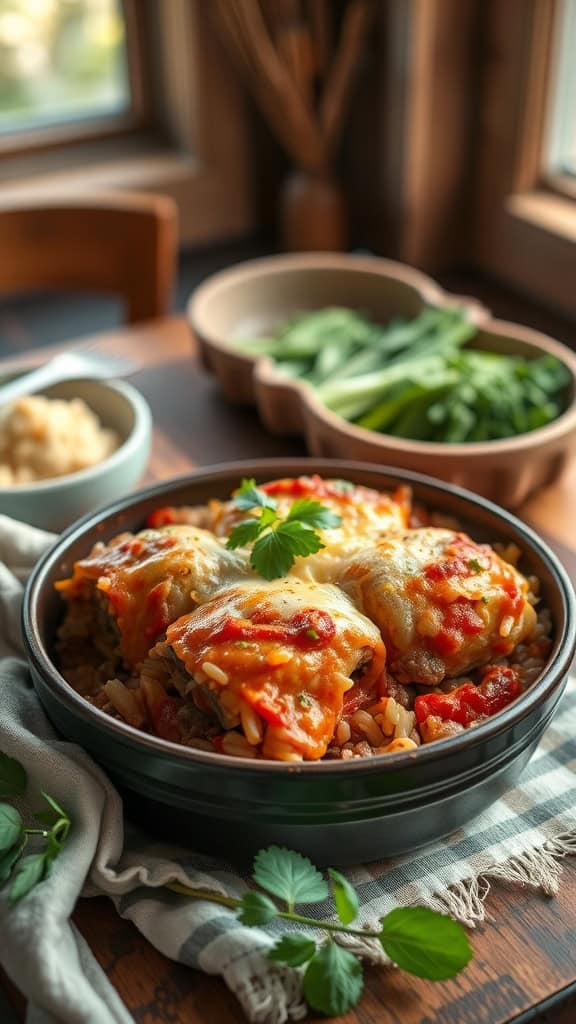 A serving of Cabbage Roll Hamburger Casserole with ground beef, cabbage, and rice