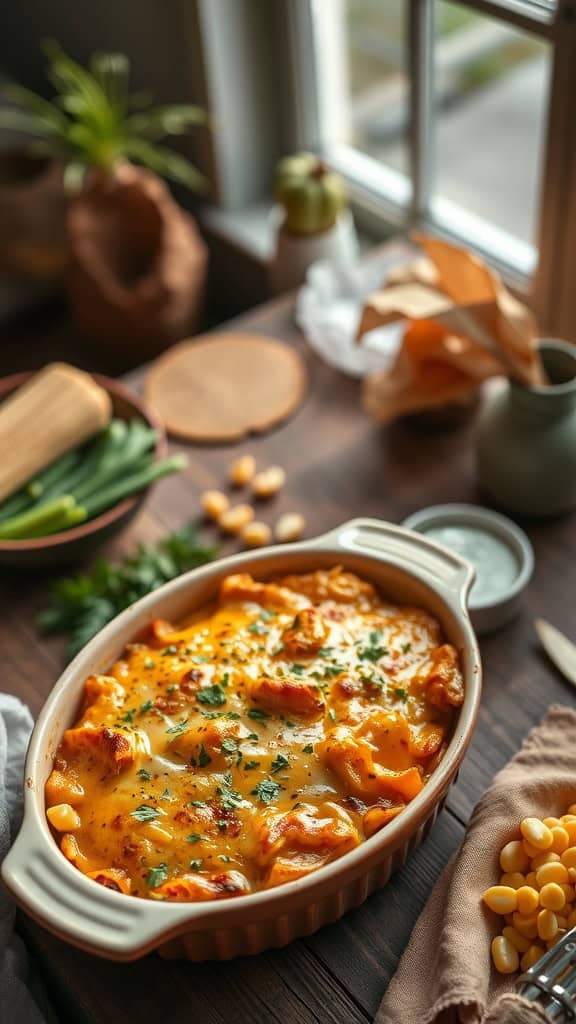 Cheddar Ranch Squash Casserole ready to serve