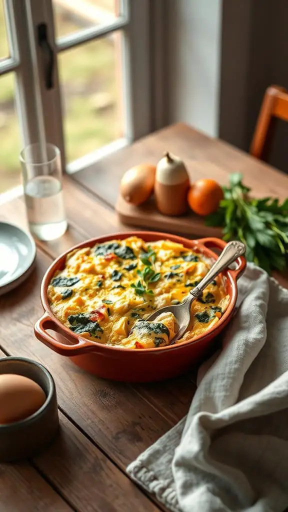 Cheesy Spinach Artichoke Egg Casserole