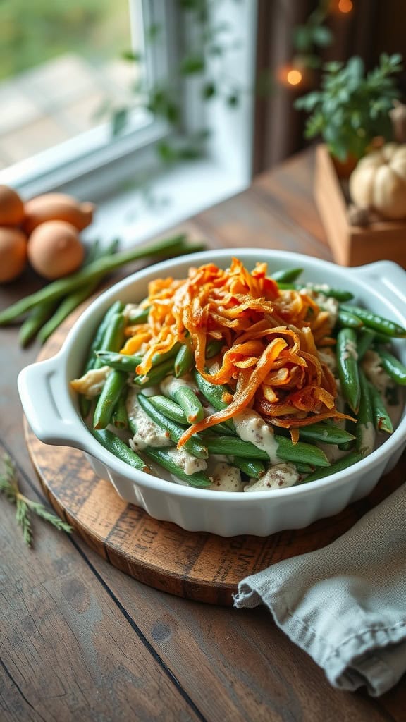 Classic Green Bean Casserole with crispy fried onions