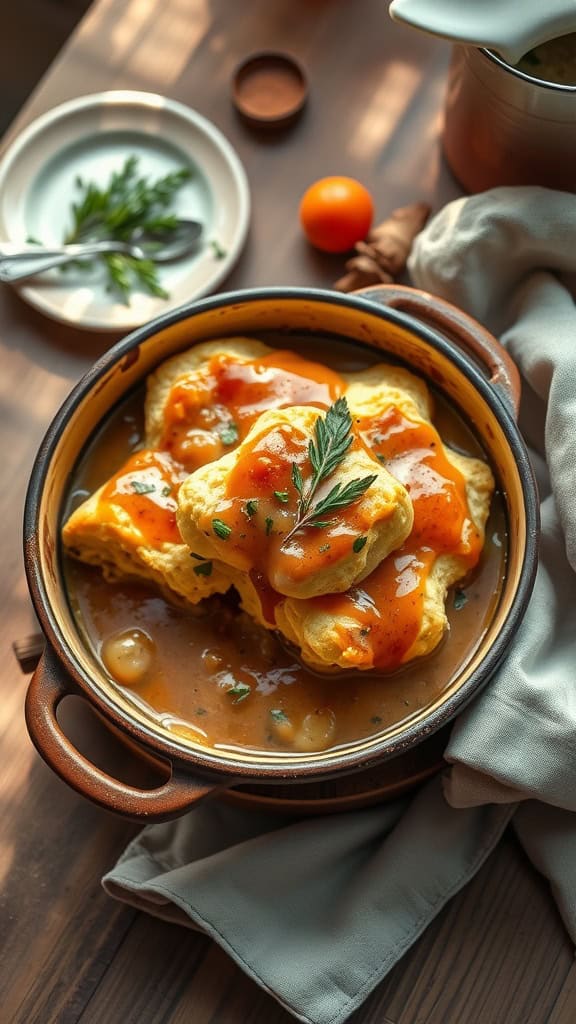 Cream Cheese Biscuit & Herb Gravy Bake with biscuits and gravy sauce