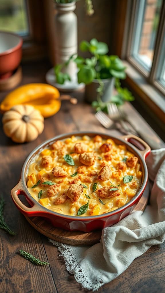 A delicious crunchy topped squash casserole with a golden cracker topping.