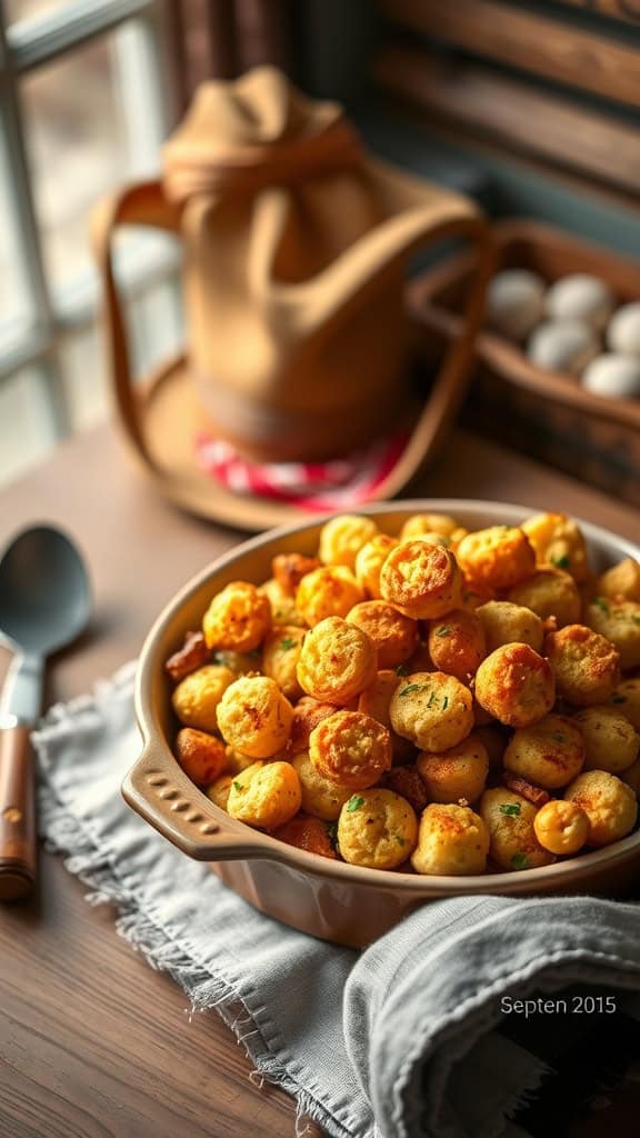 Gluten-Free Cowboy Casserole with cauliflower tots and cornbread topping