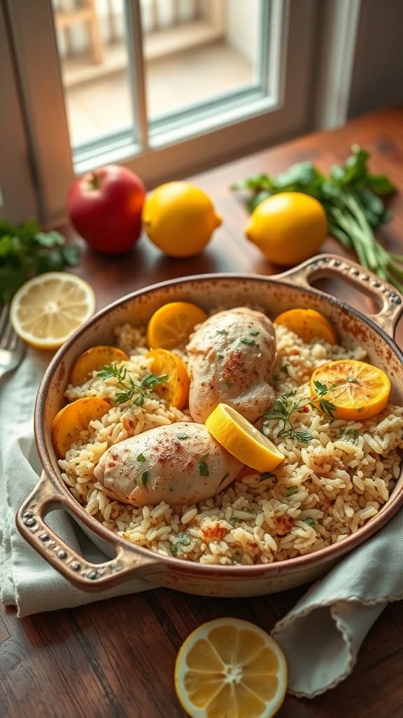 Lemon Chicken, Rice, and Squash Casserole