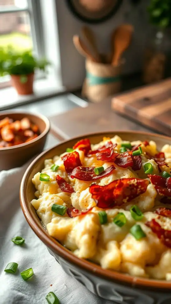 A delicious loaded potato chicken cordon bleu casserole with bacon and green onions