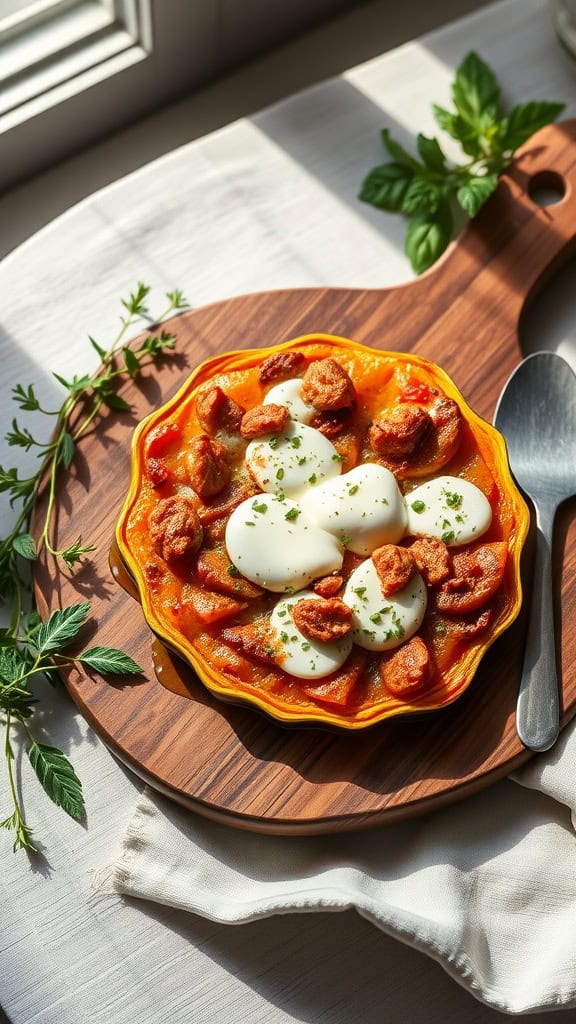 A delicious low-carb squash casserole with mozzarella and almond flour