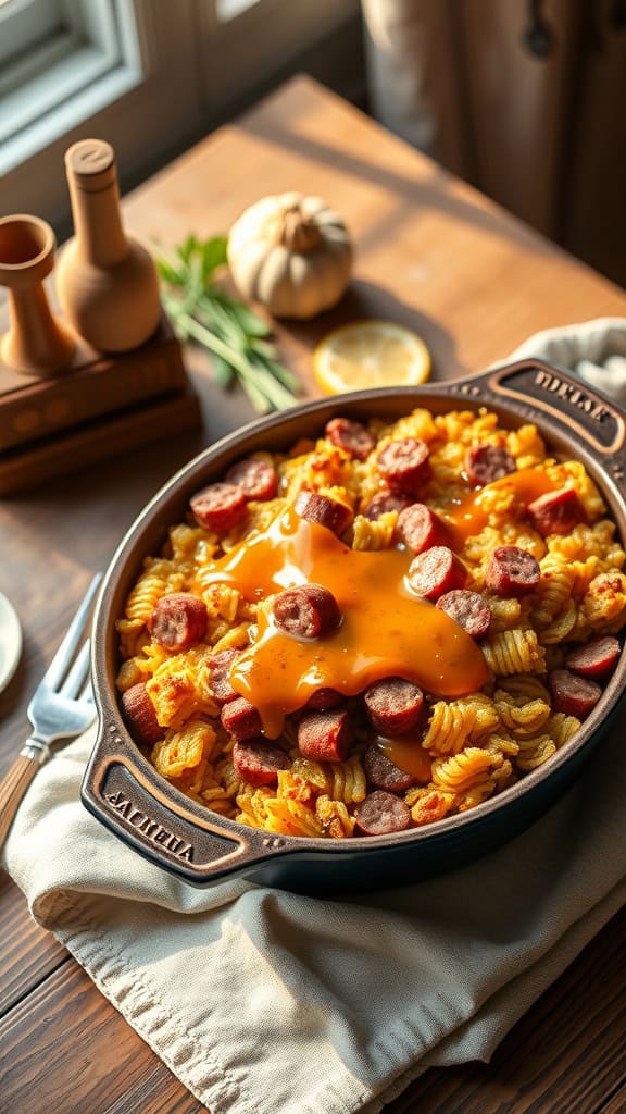 Maple sausage hashbrown casserole with cheese