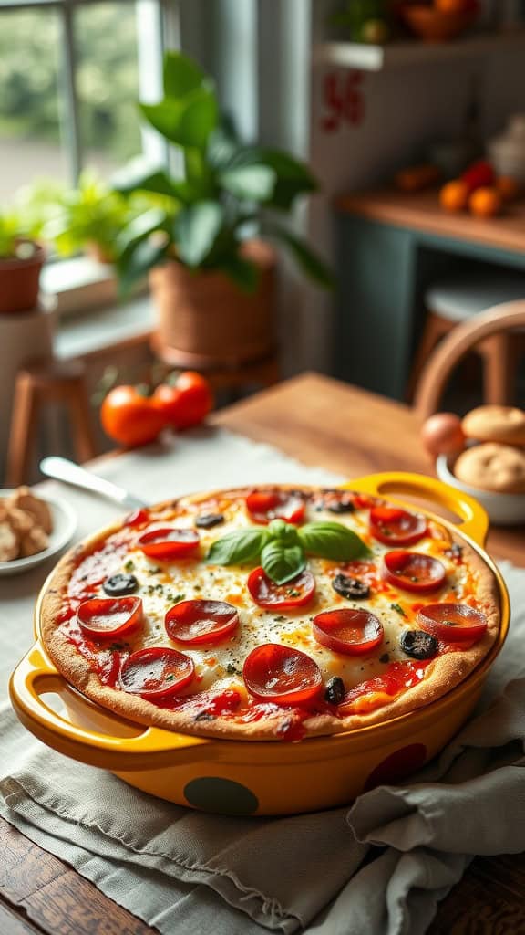 Delicious Pizza Dinner Casserole with pepperoni and cheese