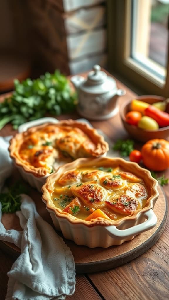 Puff Pastry Chicken Pot Pie Casserole with flaky crust and vibrant vegetables