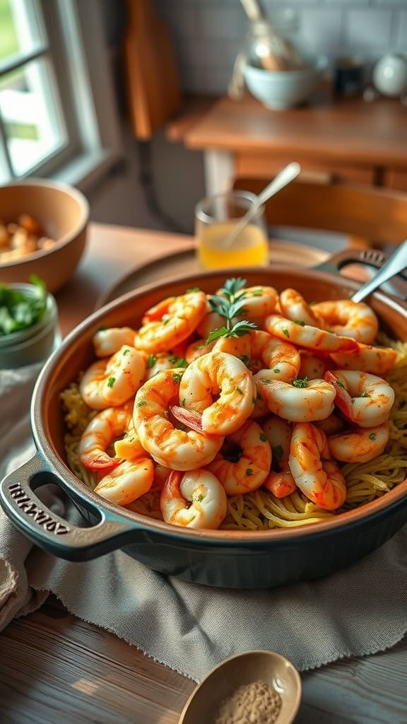 A delicious seafood hashbrown casserole with shrimp and crab.