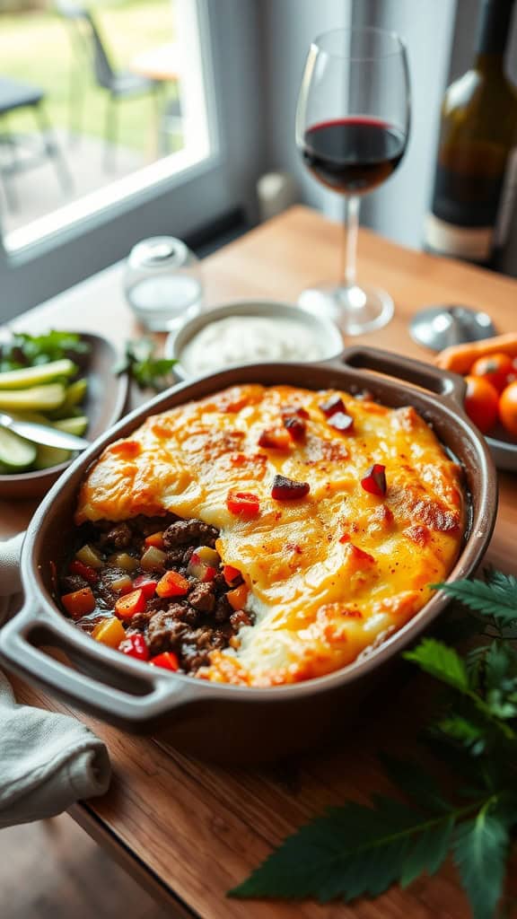 Shepherd's Pie Dinner Casserole with ground beef, veggies, and mashed potatoes