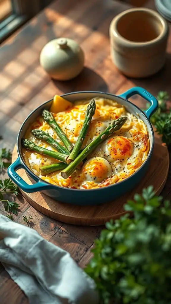 A delicious smoked Gouda and asparagus egg casserole