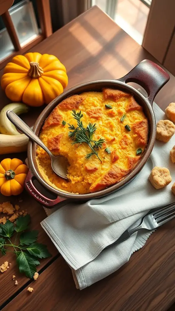 A delicious Southern squash cornbread casserole baked to golden perfection.