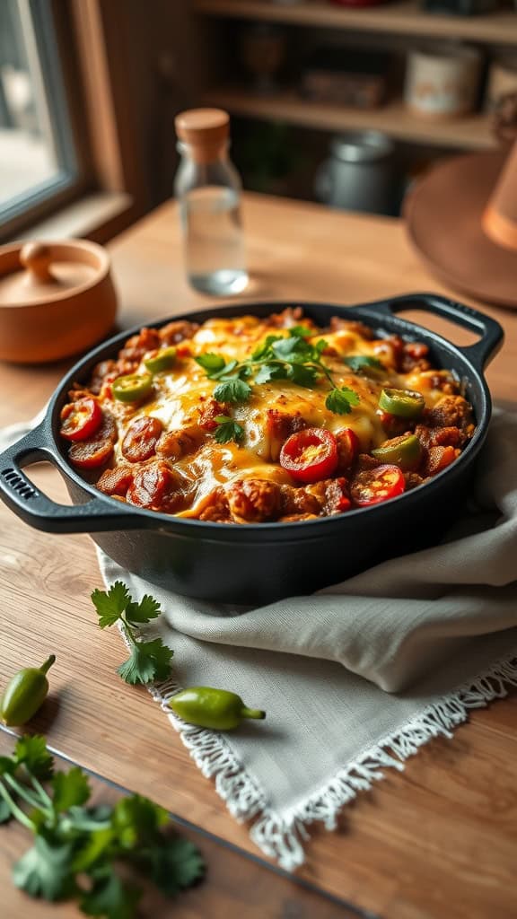 A delicious spicy jalapeño cowboy casserole with tater tots and cheese