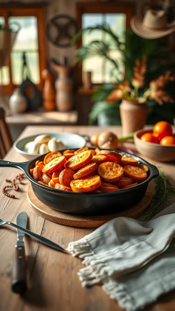 A delicious Sweet Potato Cowboy Casserole with ground beef and cheese.