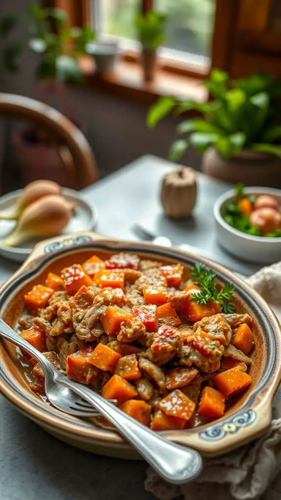 Tuna and Sweet Potato Casserole dish served on a table