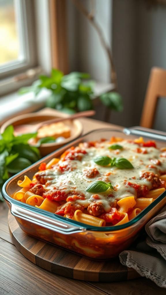 A delicious Zucchini Noodle Hamburger Casserole dish