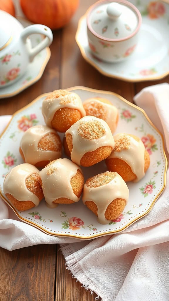 Plate of apple cider glazed doughnut holes