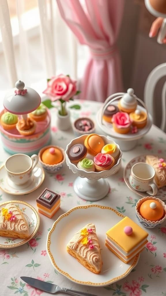 Delicious scones and sweets for a Barbie-themed afternoon tea.