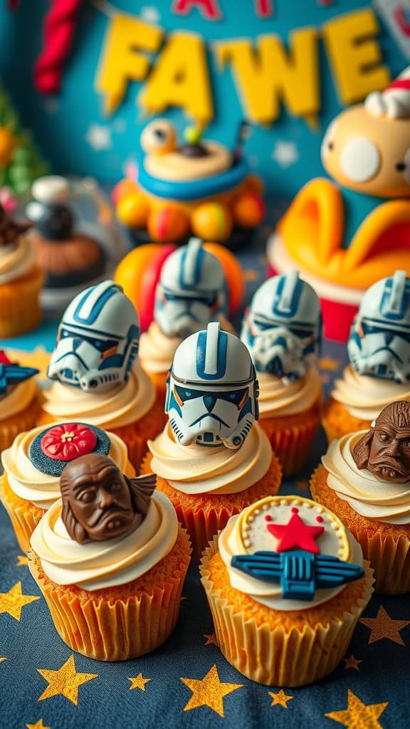 Decorated Clone Cupcakes inspired by Star Wars