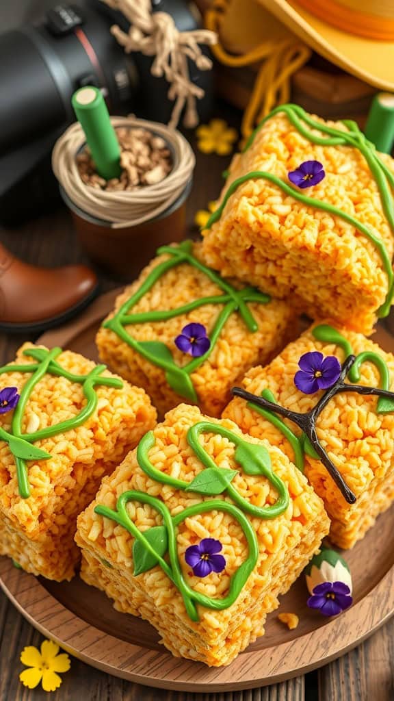 A delicious display of Hay Bale Rice Krispies, perfect for a cowgirl-themed birthday party.