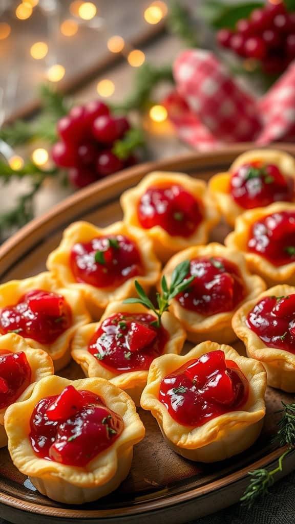 Cranberry Brie Bites on a festive platter