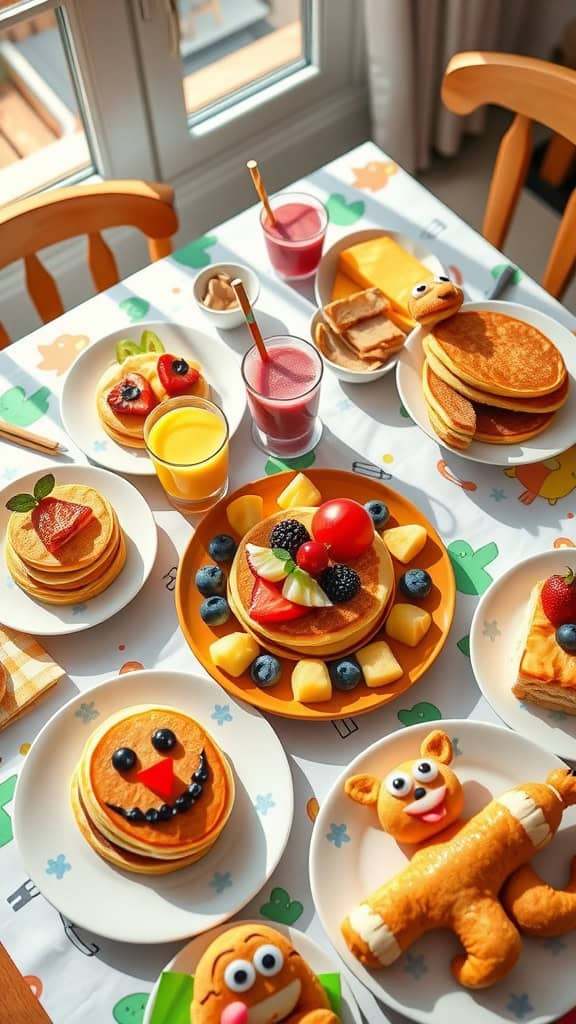 Colorful and playful pancake creations for brunch.