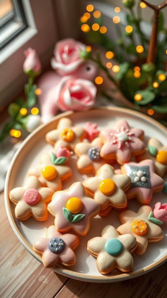 Delicate Fairy Blossom Cookies shaped like tiny edible flowers.