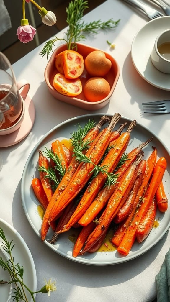 Revamped roasted carrots with rosemary and truffle oil, perfect for Easter.