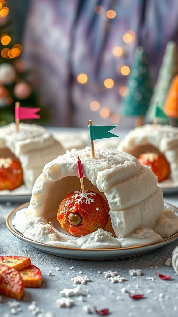 Frozen Meatball Igloos appetizer for a Disney Frozen birthday party