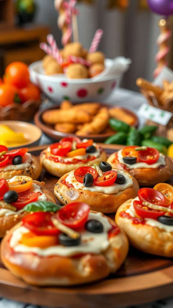 Kid-friendly mini pizza bagels with toppings