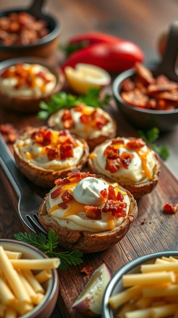 Delicious loaded baked potato cups topped with cheese and bacon