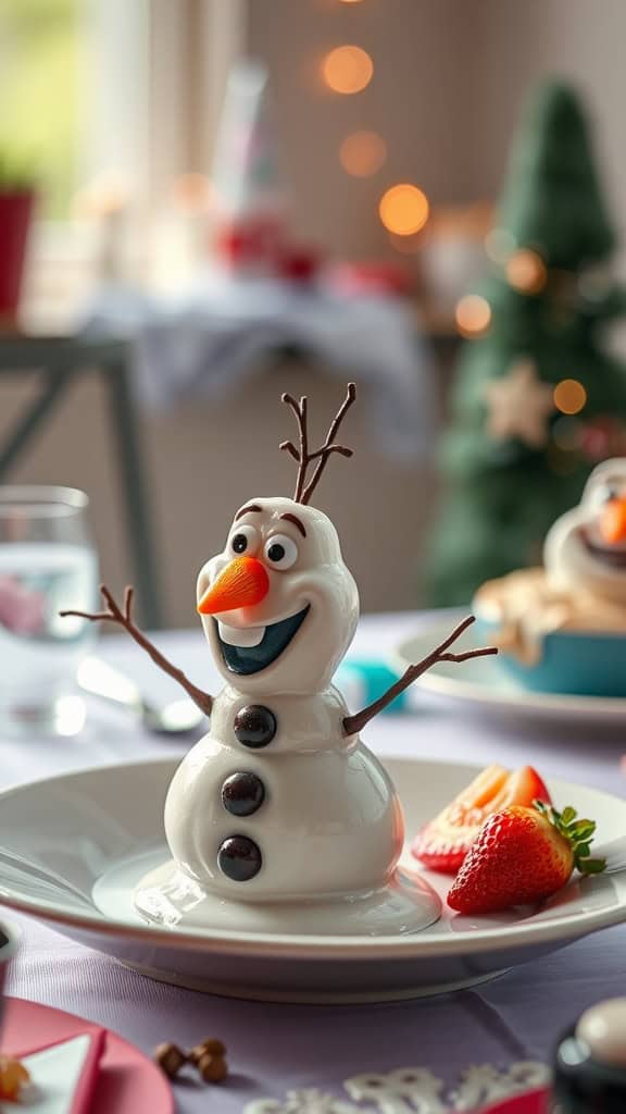 Olaf's Melting Snowman Yogurt Cups served with fresh fruit