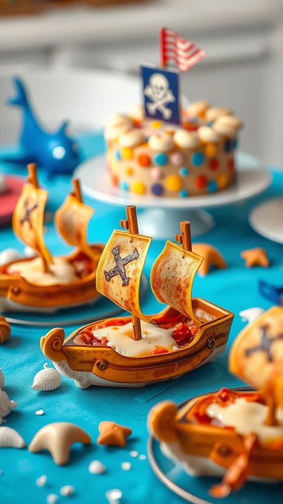 Pirate Ship Pita Pizzas with cheese sails