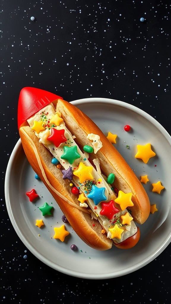 Rocket dogs with colorful toppings