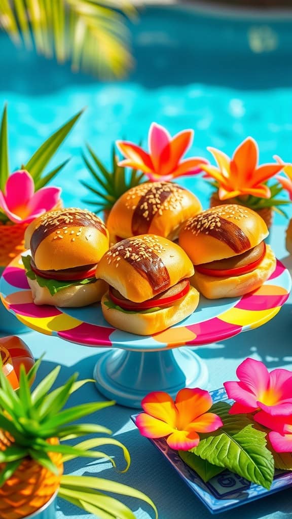 Hawaiian teriyaki sliders on mini buns