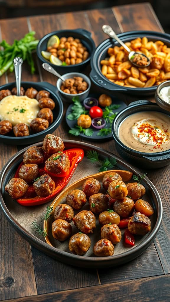 A delicious platter of sweet and savory meatballs served as a party appetizer.