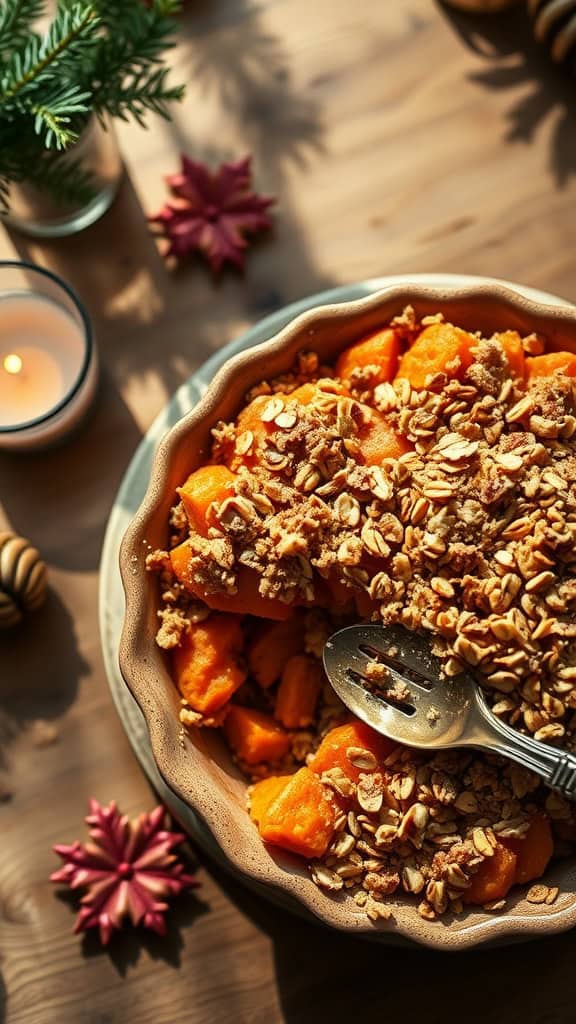 Sweet potato casserole with oat crumble topping