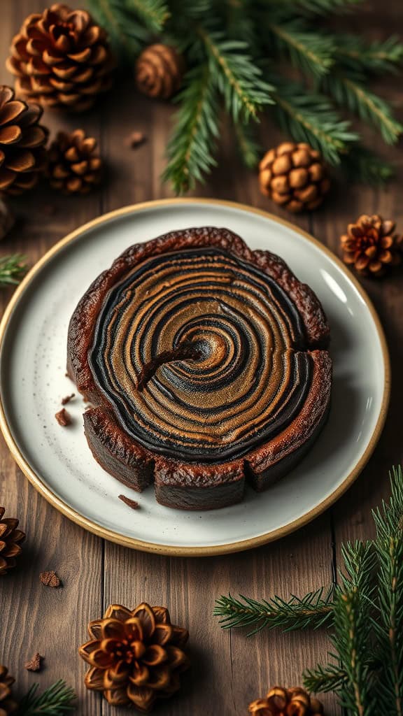 Tree stump brownies decorated with chocolate frosting and cookie crumbs, perfect for a woodland party.