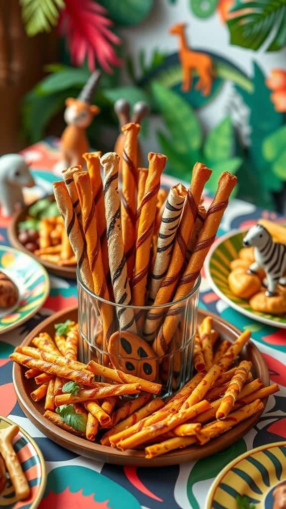 Zebra Tail Pretzel Sticks for a Wild Safari Birthday Party