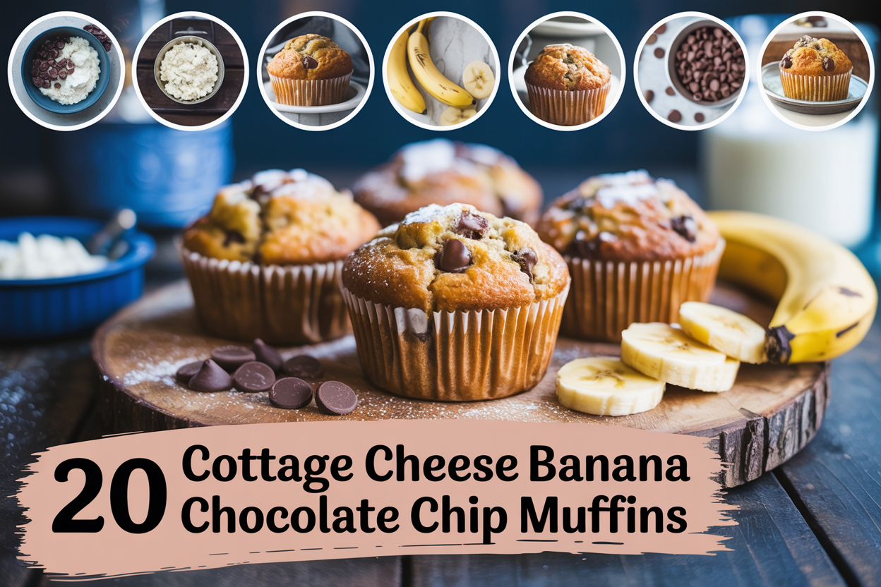 Cottage Cheese Banana Chocolate Chip Muffins
