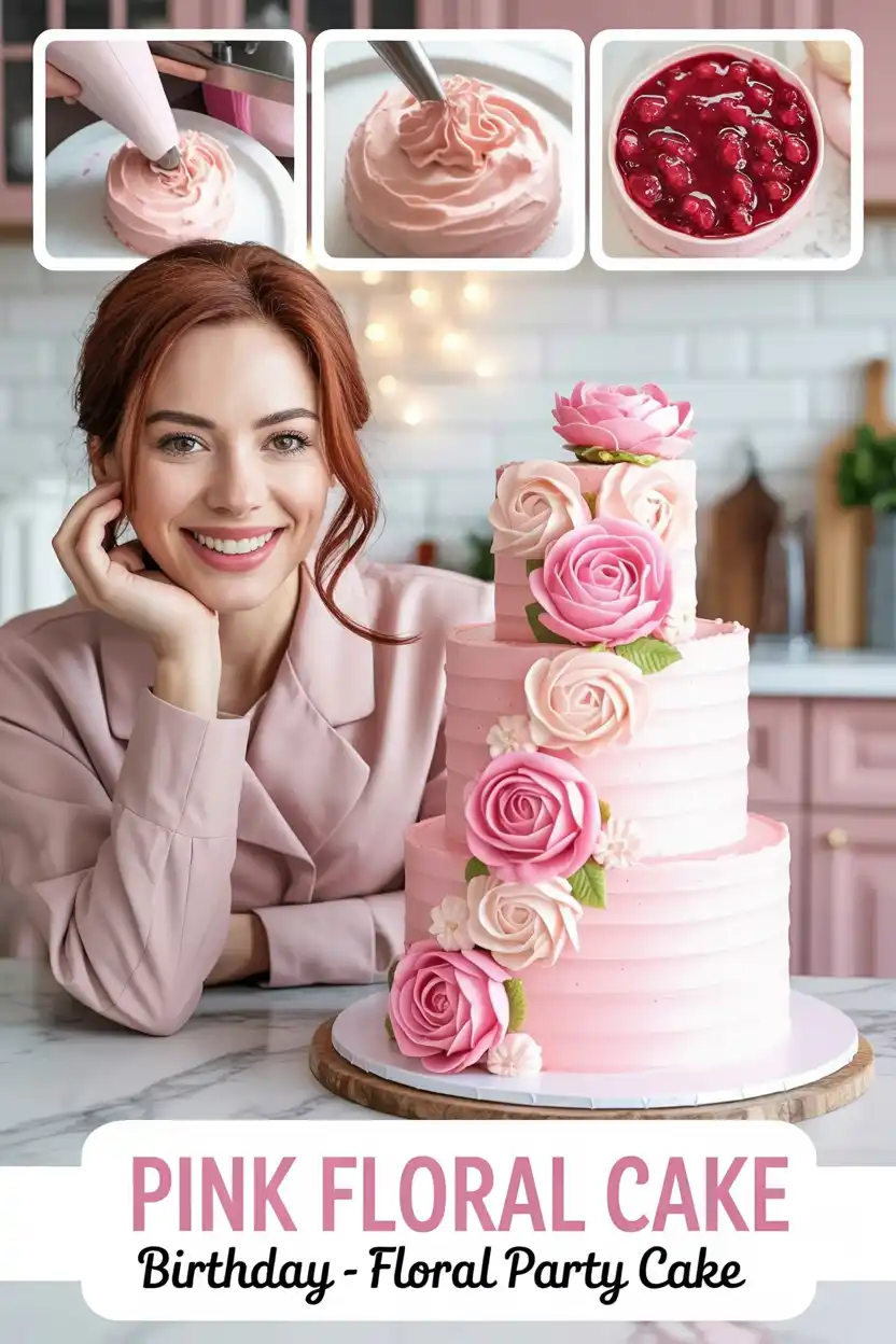 Pink Floral Cake Birthday