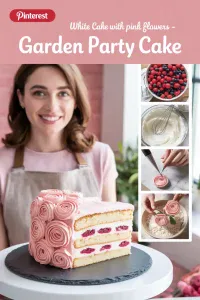 White Cake With Pink Flowers